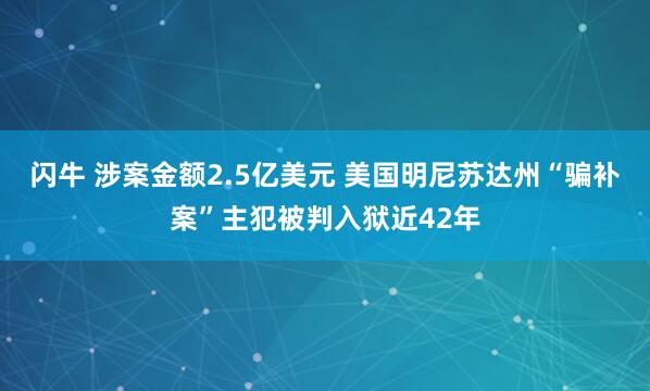 闪牛 涉案金额2.5亿美元 美国明尼苏达州“骗补案”主犯被判入狱近42年